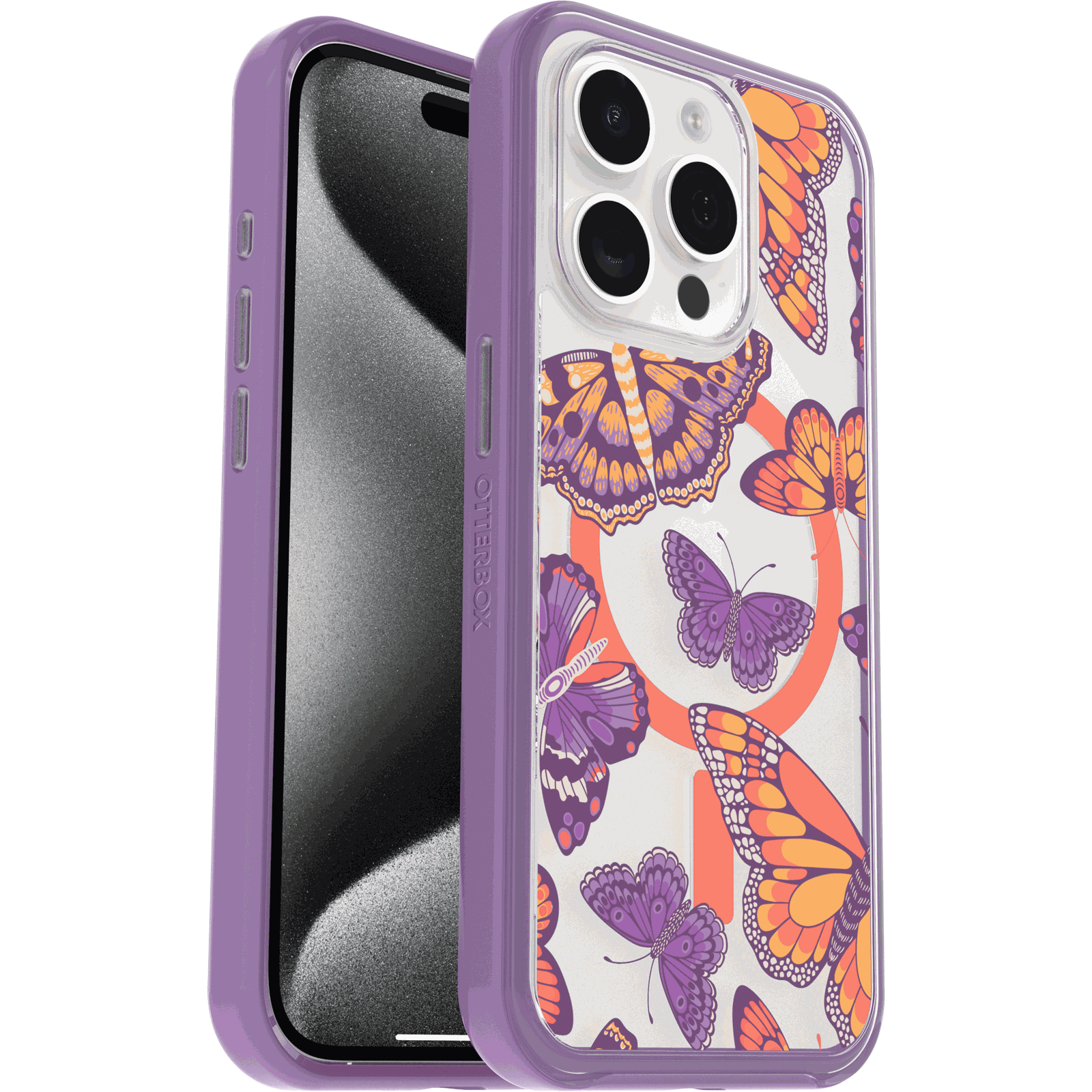 symmetry-flora-iphc23-butterfly-flutter-1.png iPhone 15 Pro Case Symmetry Series Clear for MagSafe Fluttering Flora - Image 1